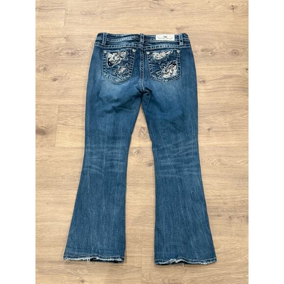 Miss Me Jeans Size 29 Easy Boot Distressed Mid Rise Rhinestones - Picture 11 of 11